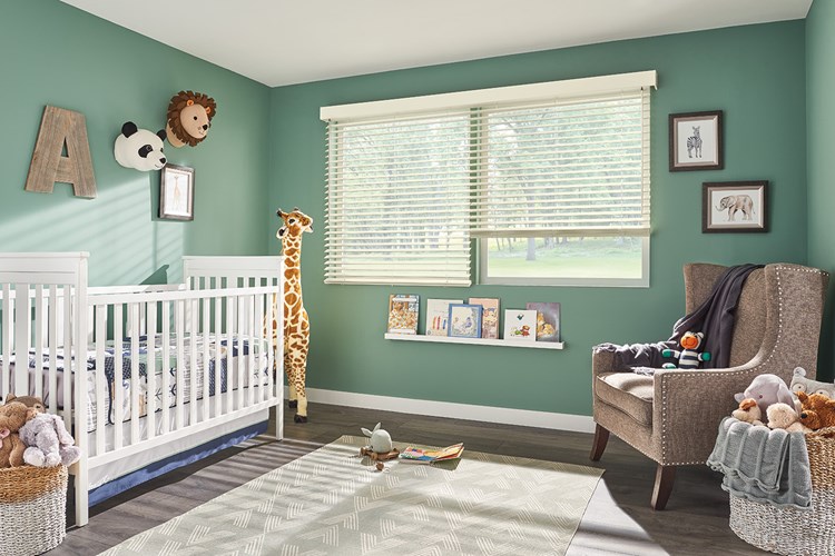 2" Wood Blinds with Cordless Lift/Wand Tilt: Creamer 1052 with 3 1/2" Modern Valance (Multiple Blinds on One Headrail)