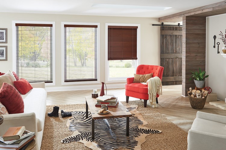 2" Wood Blinds with Cordless Lift/Wand Tilt: Teriyaki 1694 with 3" Standard Valance