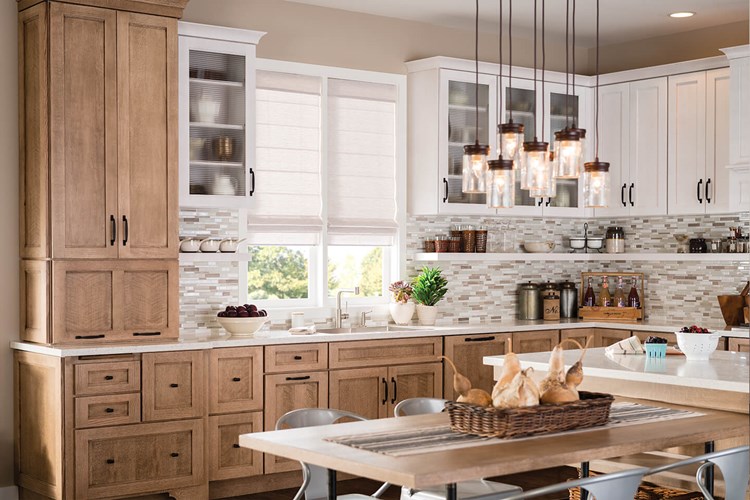 Flat Roman Shades with 6" Valance and Cordless Lift: Dunes, Pearl 3451